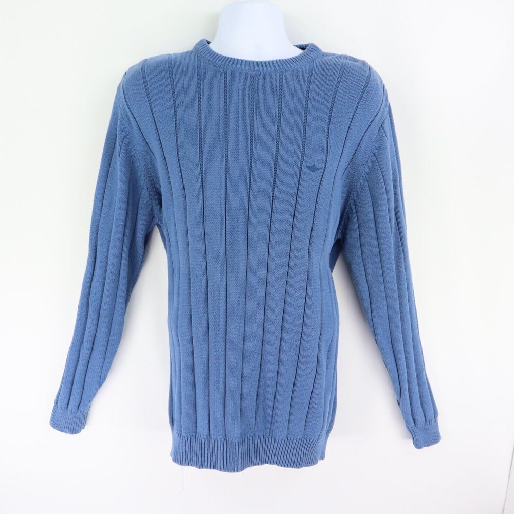 DOCKERS Sweater Chunky Cable-Knit Mens Size XLT Blue‎ 100% Cotton Banded WARM